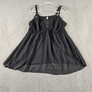 Passion Forever Black Sheer Mesh Lace Trim Babydoll Chemise Lingerie 1X
